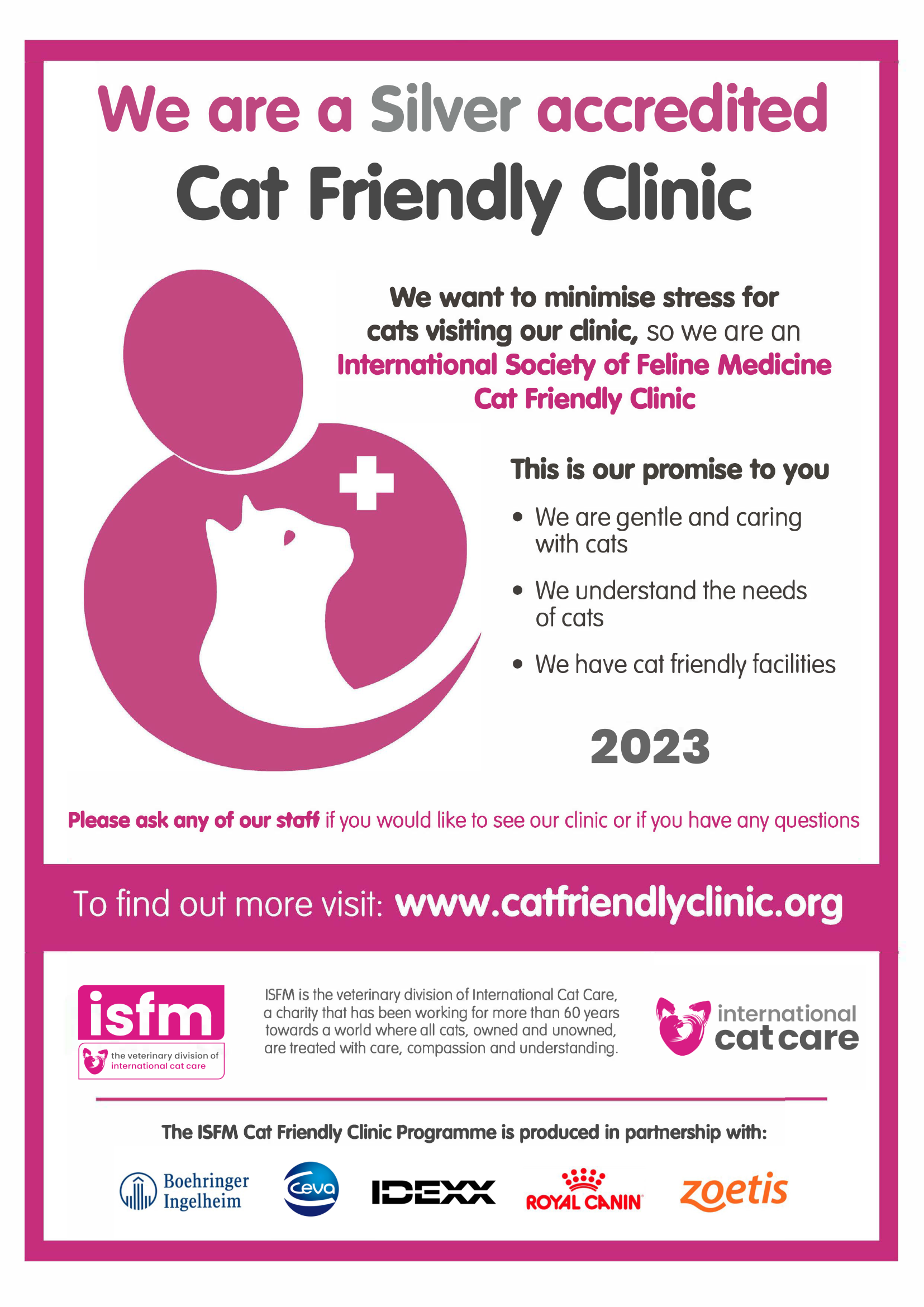 We are a cat friendly silver accredited practice